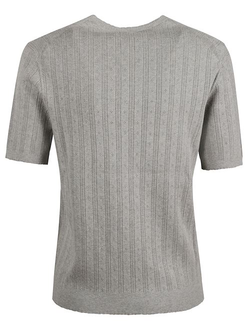 Maglia girgia di MIU MIU caratterizzata da ricami, logo frontale, maniche corte e girocollo. MIU MIU | MMLB4017OXF0031